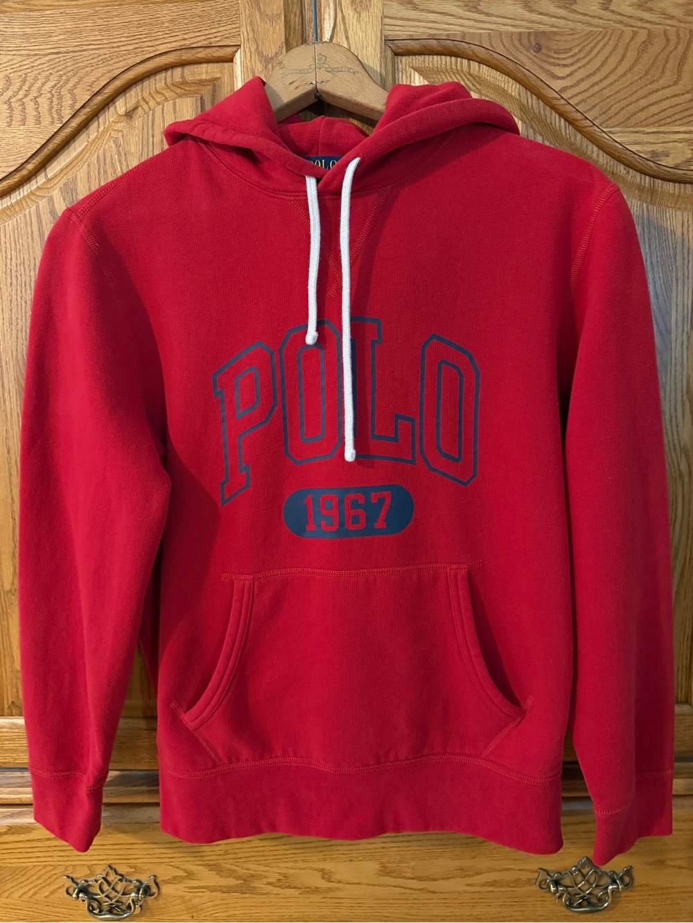 Polo Ralph Lauren Red Hoodie with Navy 1967 Graphic Size Small